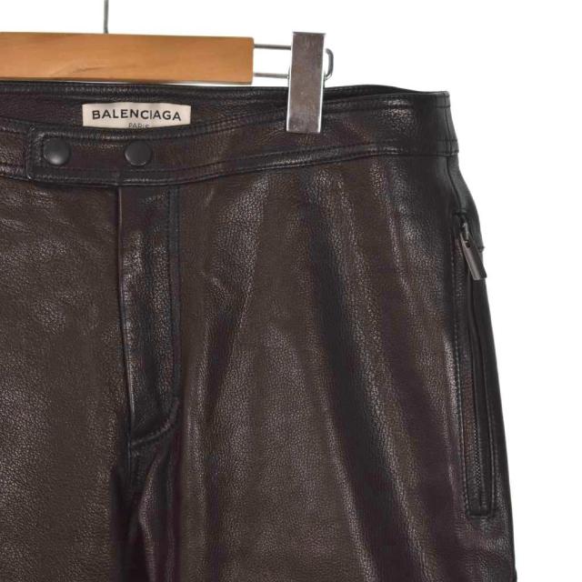 【中古】バレンシアガ BALENCIAGA レザーバイカーパンツ ゴートレザー 48 黒 ブラック 438675 メンズ_3