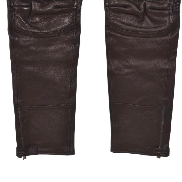 【中古】バレンシアガ BALENCIAGA レザーバイカーパンツ ゴートレザー 48 黒 ブラック 438675 メンズ_5