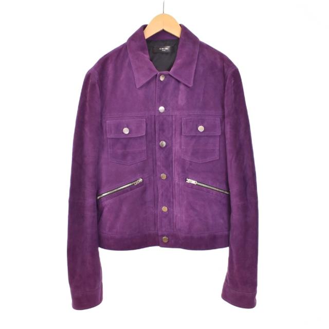 【中古】アミリ AMIRI スエード トラッカージャケット ブルゾン 48 紫 パープル メンズ