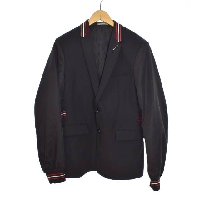 【中古】ディオール Dior MA-1 ドッキング レイヤード テーラードジャケット ブレザー 48 黒 ブラック 863C240Y4211