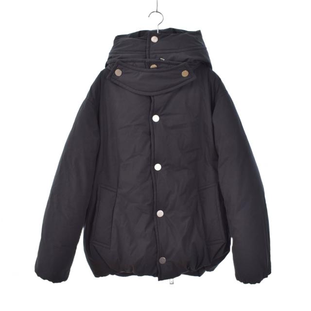 【中古】ボッテガヴェネタ BOTTEGA VENETA パテッドフーデッドダウンジャケット 中綿 S 黒 ブラック 692573 V1LE0