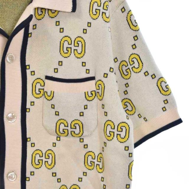 中古】グッチ GUCCI GG コットン ニット シャツ 半袖 オープンカラー M 中古】グッチ GUCCI GG コットン ニット シャツ 半袖 オープンカラー M