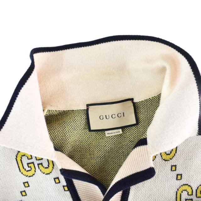 中古】グッチ GUCCI GG コットン ニット シャツ 半袖 オープンカラー M 中古】グッチ GUCCI GG コットン ニット シャツ 半袖 オープンカラー M