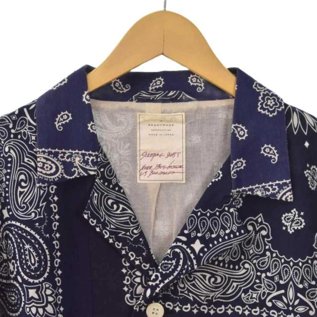 【中古】レディメイド READYMADE 20AW Sleeping Shirt バンダナ柄 スマイルプリント スリーピングシャツ 1 紺_3