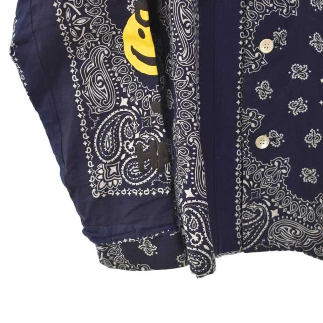 【中古】レディメイド READYMADE 20AW Sleeping Shirt バンダナ柄 スマイルプリント スリーピングシャツ 1 紺_5