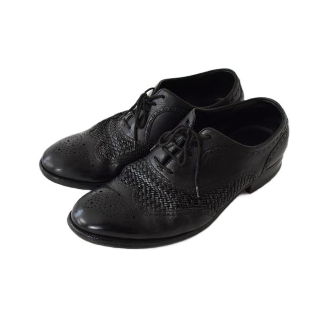 【中古】BOTTEGA VENETA ビジネスシューズ 靴 編み上げ パンチング レースアップ 41 1/2 黒 ブラック メンズ