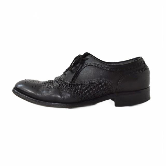 【中古】BOTTEGA VENETA ビジネスシューズ 靴 編み上げ パンチング レースアップ 41 1/2 黒 ブラック メンズ_1