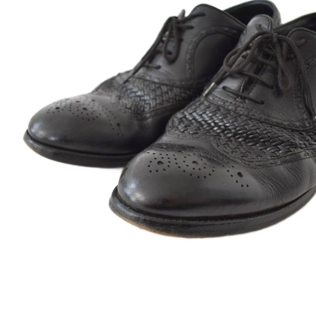 【中古】BOTTEGA VENETA ビジネスシューズ 靴 編み上げ パンチング レースアップ 41 1/2 黒 ブラック メンズ_3