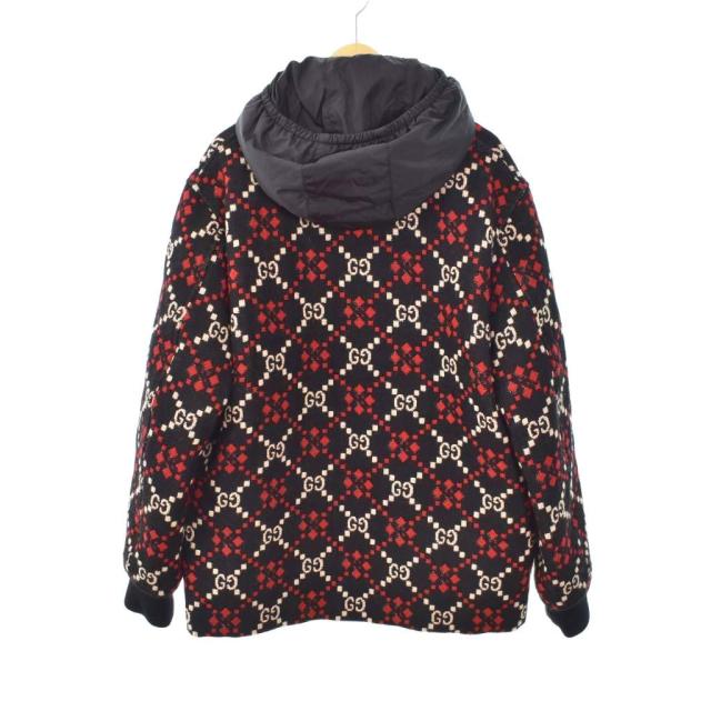 【中古】グッチ GUCCI 19AW Macro GG Diamond Wool Jacket GG柄 ウール ジャケット フード 44 黒 ブラック 546330_1