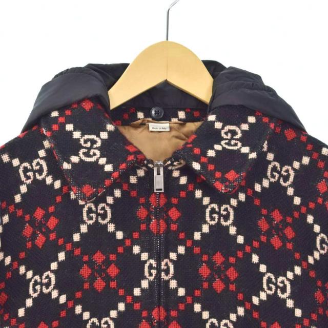 【中古】グッチ GUCCI 19AW Macro GG Diamond Wool Jacket GG柄 ウール ジャケット フード 44 黒 ブラック 546330_3
