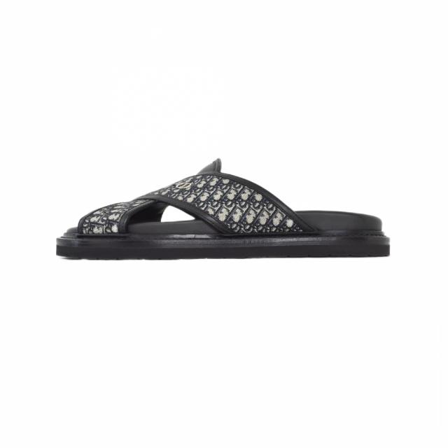 【中古】クリスチャンディオール Christian Dior AQUA オブリークジャカードスライド サンダル 41 黒 ブラック メンズ_1