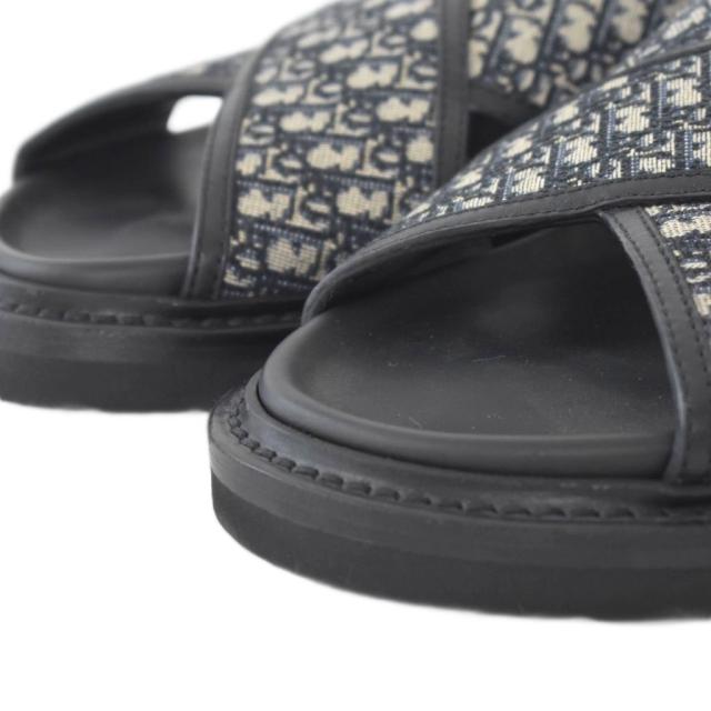 【中古】クリスチャンディオール Christian Dior AQUA オブリークジャカードスライド サンダル 41 黒 ブラック メンズ_3