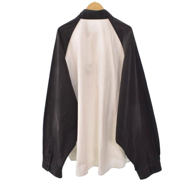 【中古】バレンシアガ BALENCIAGA 23SS オーバーサイズ シャツ 長袖 ユーズド加工 ロゴ XS 白 ホワイト 738841 メンズ_1
