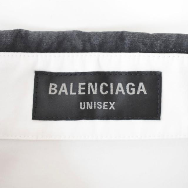 【中古】バレンシアガ BALENCIAGA 23SS オーバーサイズ シャツ 長袖 ユーズド加工 ロゴ XS 白 ホワイト 738841 メンズ_2