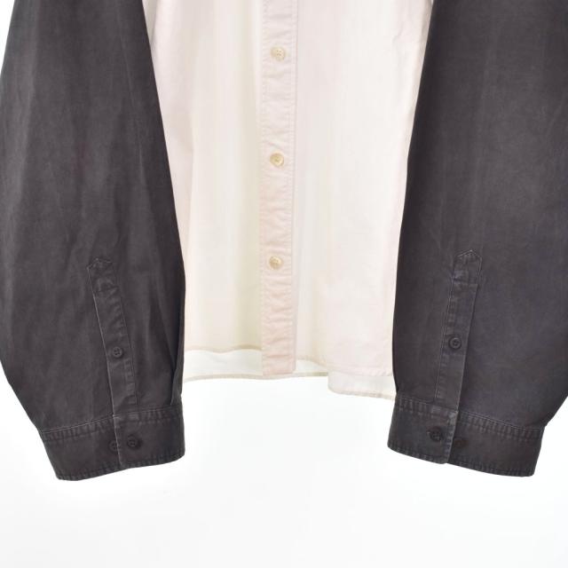 【中古】バレンシアガ BALENCIAGA 23SS オーバーサイズ シャツ 長袖 ユーズド加工 ロゴ XS 白 ホワイト 738841 メンズ_5