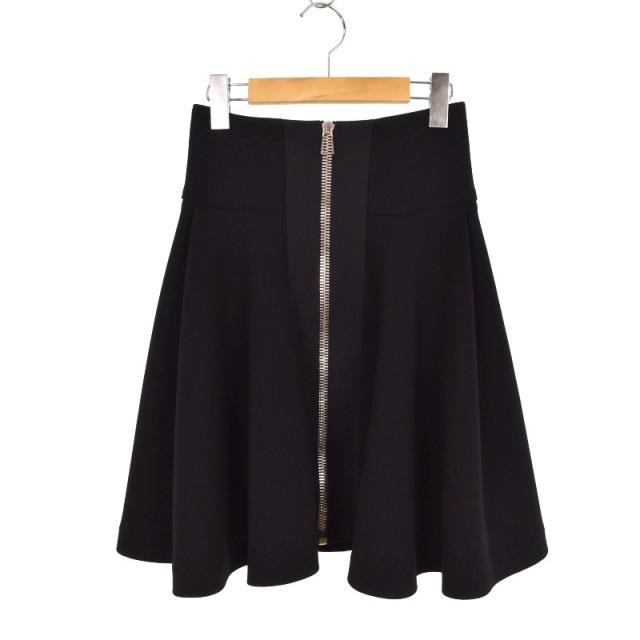 【中古】バレンシアガ BALENCIAGA フレアスカート ひざ丈 ジップアップ 34 黒 ブラック 366016 レディース