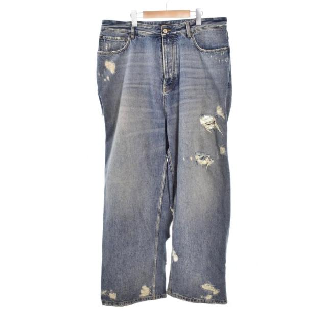 【中古】バレンシアガ BALENCIAGA スーパー デストロイ ラージフィット デニムパンツ L インディゴ 745248 ☆AA★