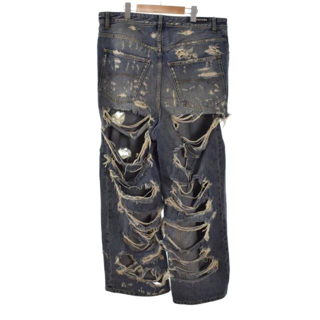 【中古】バレンシアガ BALENCIAGA スーパー デストロイ ラージフィット デニムパンツ L インディゴ 745248 ☆AA★_1