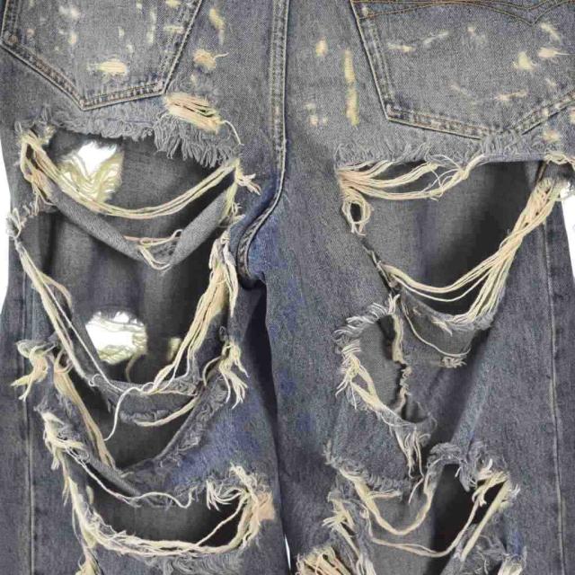 【中古】バレンシアガ BALENCIAGA スーパー デストロイ ラージフィット デニムパンツ L インディゴ 745248 ☆AA★_6