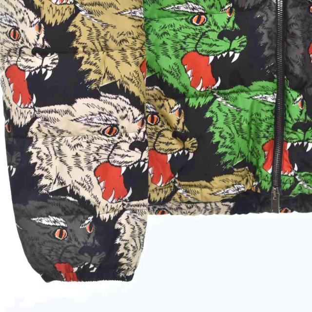 【中古】グッチ GUCCI アングリーパンサー ダウンジャケット フード 総柄 50 黒 ブラック 526428 ☆AA★_6
