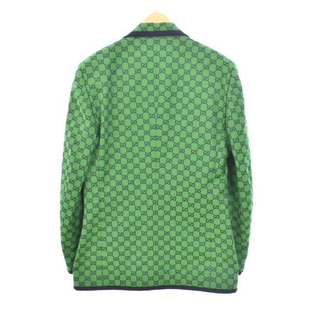 【中古】グッチ GUCCI 総柄 テーラードジャケット GG柄 48 緑 グリーン 644367 ☆AA★ メンズ_1