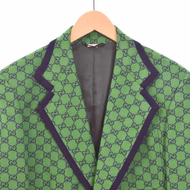 【中古】グッチ GUCCI 総柄 テーラードジャケット GG柄 48 緑 グリーン 644367 ☆AA★ メンズ_4