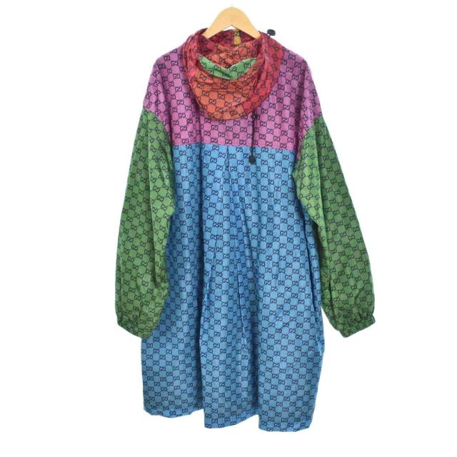 【中古】グッチ GUCCI 総柄 ナイロン 上衣 厚地の外套 ボンネット 42 マルチ色合い 658179 ☆AA★ レディース