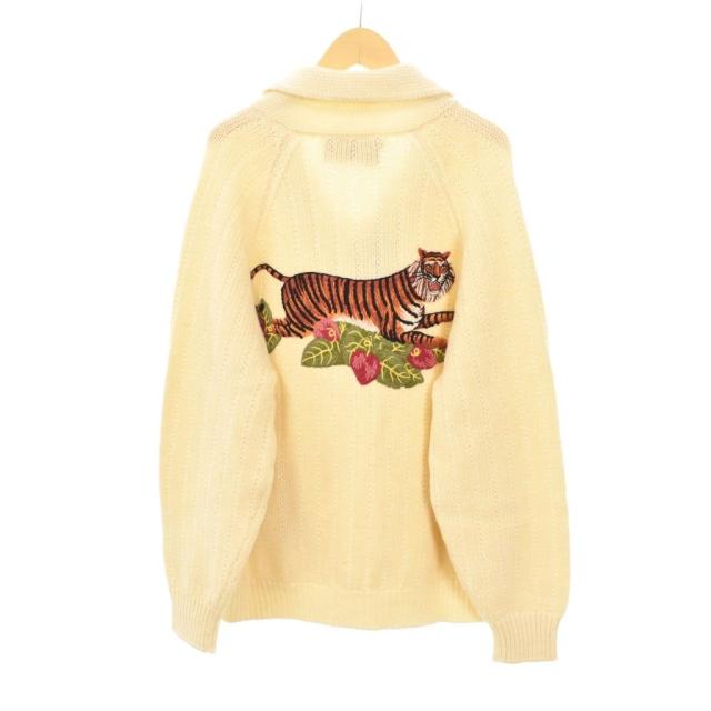 【中古】グッチ GUCCI 22SS シェリーライン ニット セーター タイガー刺? M アイボリー 686071 ☆AA★ メンズ