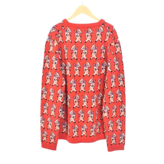 【中古】グッチ GUCCI 19SS コレクションライン ピッグデザイン Vネック ニット セーター 子豚柄 S 赤 545735_1