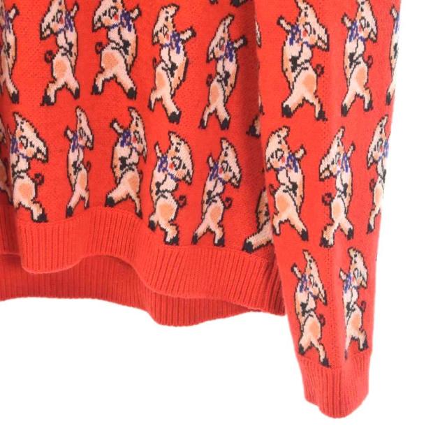 【中古】グッチ GUCCI 19SS コレクションライン ピッグデザイン Vネック ニット セーター 子豚柄 S 赤 545735_5