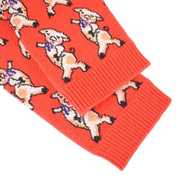 【中古】グッチ GUCCI 19SS コレクションライン ピッグデザイン Vネック ニット セーター 子豚柄 S 赤 545735_6