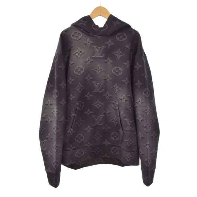 【中古】ルイヴィトン LOUIS VUITTON 24SS 3Dモノグラム プルオーバー パーカー フーディー L 黒 RM211M IHN HKY24W