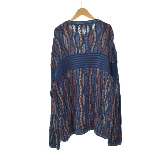【中古】COOGI クージー 3Dニット セーター 総柄 厚手 XL マルチカラー 青 ブルー オレンジ アイボリー メンズ
