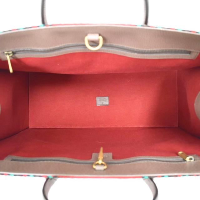 【中古】グッチ GUCCI インターロキングG ハウンドトゥース ツイード トートバッグ ショルダーバッグ レッド 644994_4