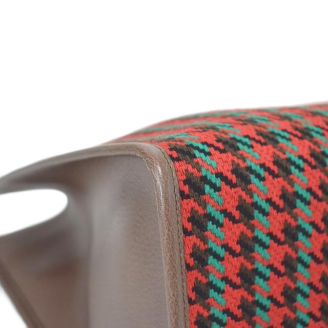 【中古】グッチ GUCCI インターロキングG ハウンドトゥース ツイード トートバッグ ショルダーバッグ レッド 644994_6