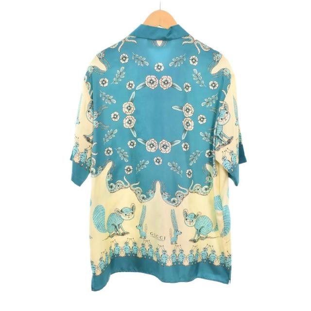 【中古】グッチ GUCCI 21年製 Freya Hartas フレイヤハルタス print silk twill shirt 総柄 シルク シャツ 654886_1