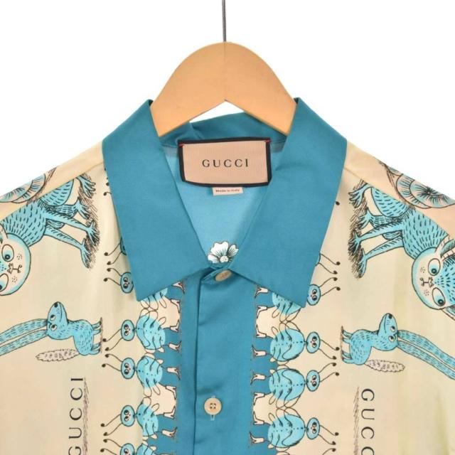 【中古】グッチ GUCCI 21年製 Freya Hartas フレイヤハルタス print silk twill shirt 総柄 シルク シャツ 654886_4