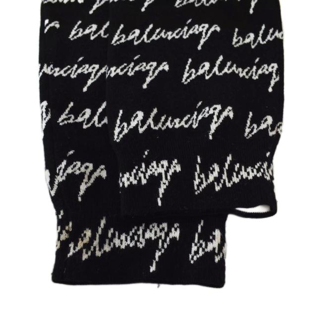 【中古】BALENCIAGA 20AW ジャガードクルーネックニット セーター ロゴ 総柄 オーバーサイズ S 黒 625984 T3184