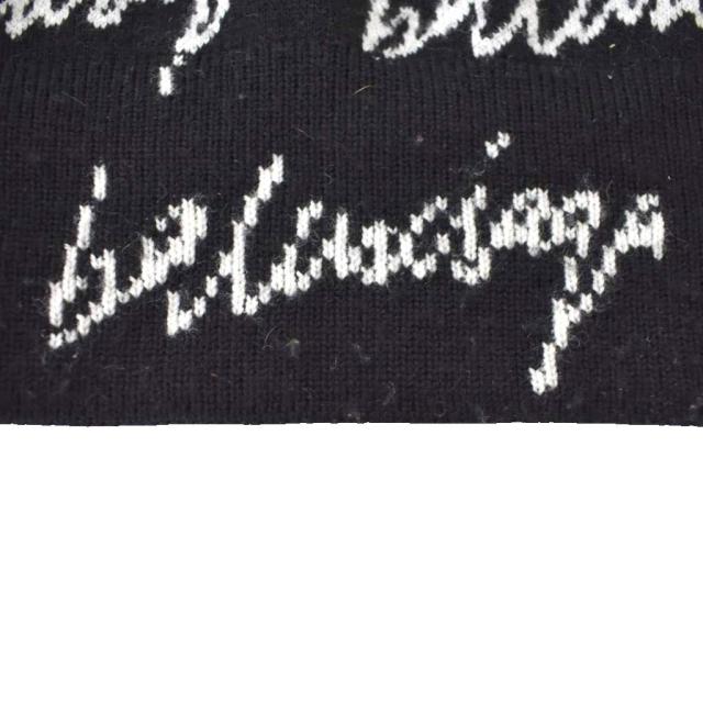 【中古】BALENCIAGA 20AW ジャガードクルーネックニット セーター ロゴ 総柄 オーバーサイズ S 黒 625984 T3184