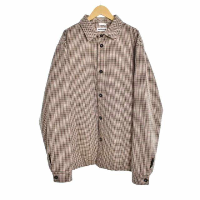 【中古】ジルサンダー JIL SANDER 18AW チェック柄 シャツ ジャケット 長袖 48 茶 ブラウン JSMN400136 メンズ