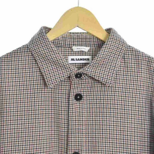 【中古】ジルサンダー JIL SANDER 18AW チェック柄 シャツ ジャケット 長袖 48 茶 ブラウン JSMN400136 メンズ