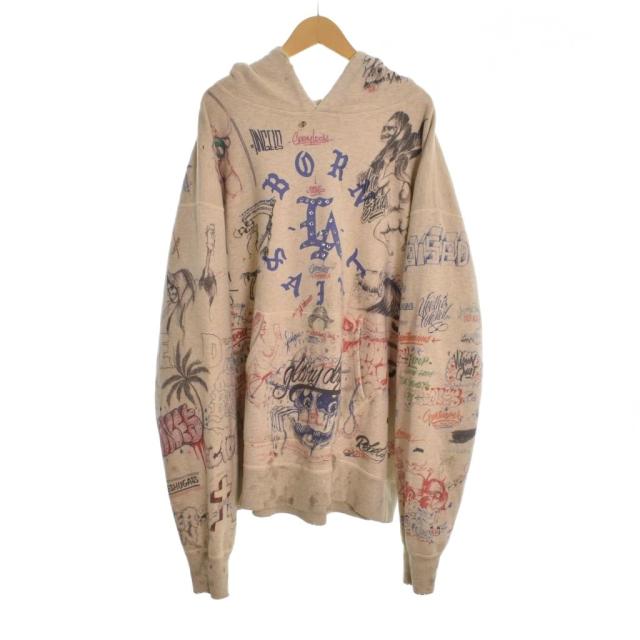 【中古】セントマイケル SAINTMICHAEL 24SS BR_HOODIE/LA パーカー フーディー 総柄 XL ベージュ SM-YS8-0000-C11