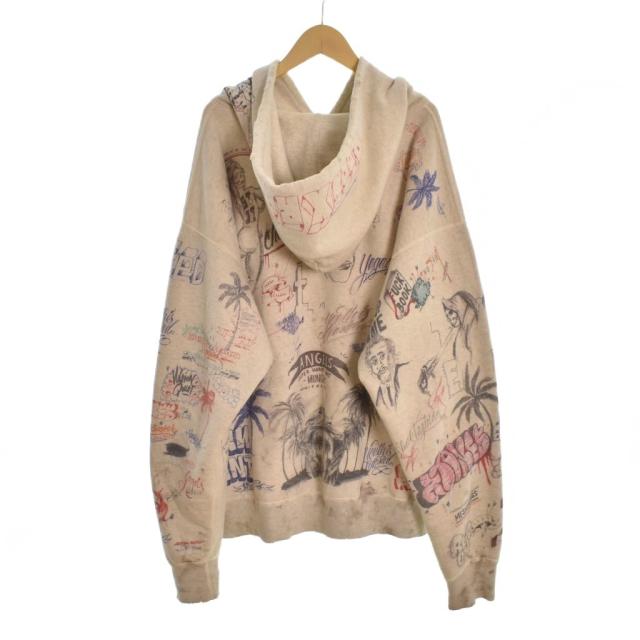 【中古】セントマイケル SAINTMICHAEL 24SS BR_HOODIE/LA パーカー フーディー 総柄 XL ベージュ SM-YS8-0000-C11