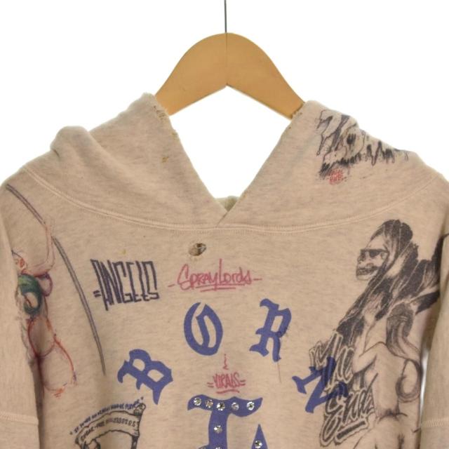 【中古】セントマイケル SAINTMICHAEL 24SS BR_HOODIE/LA パーカー フーディー 総柄 XL ベージュ SM-YS8-0000-C11