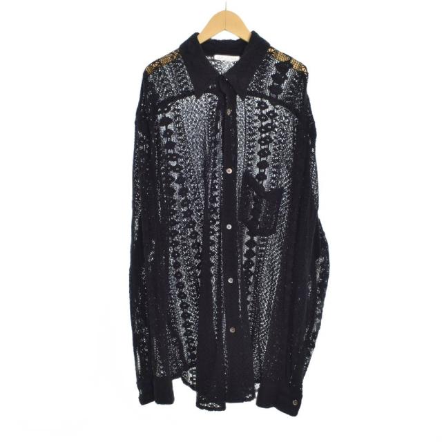 【中古】アワーレガシー OUR LEGACY COCO SHIRT ココ シャツ 長袖 メッシュ レース 48 黒 ブラック M2212CBC メンズ