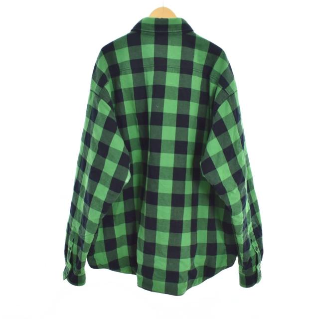 【中古】バレンシアガ BALENCIAGA 21年製 キルティッド バッファローチェック シャツ 長袖 44 緑 グリーン 676285 ☆AA★_1