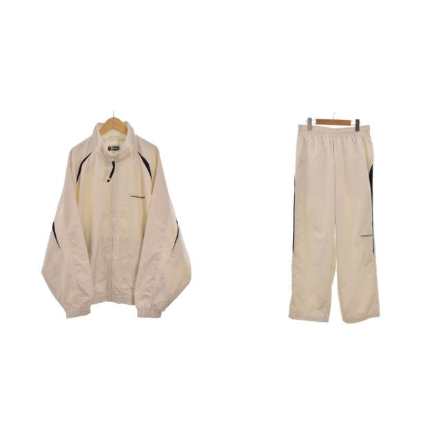 【中古】アベイシングエイプ セットアップ トラックジャケット トラックパンツ ホワイト 001LJK801309M 001PTK801318M