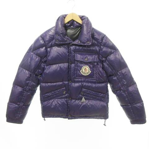 【中古】モンクレール MONCLER ダウンジャケット ワンポイントロゴ 1 紫 パープル 41303/50/68950 ☆AA★ メンズ