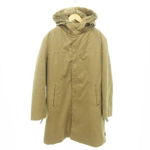 【中古】モンクレール MONCLER 黒タグ ラビットファー コート フード付き 2 茶 ブラウン 42385-90-69721 ☆AA★
