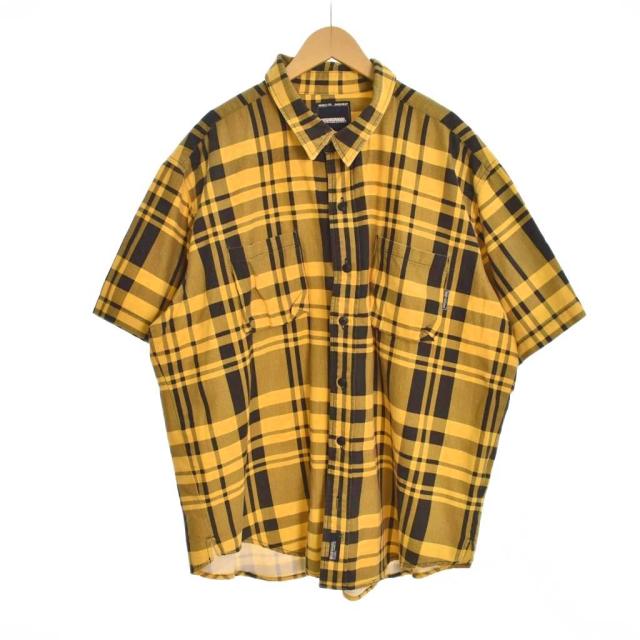 【中古】ネイバーフッド NEIGHBORHOOD チェック シャツ 半袖 L 黄 イエロー メンズ